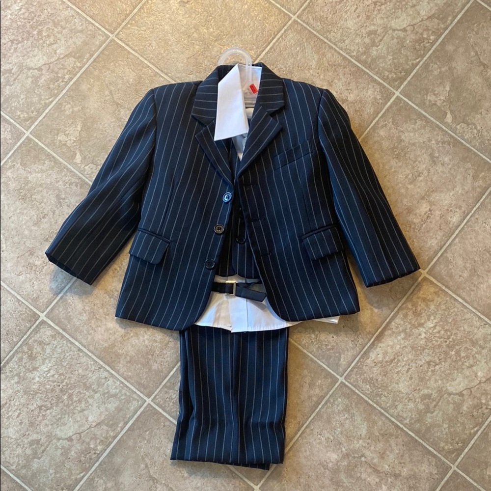 Navy Pinstripe Kids Suit Set